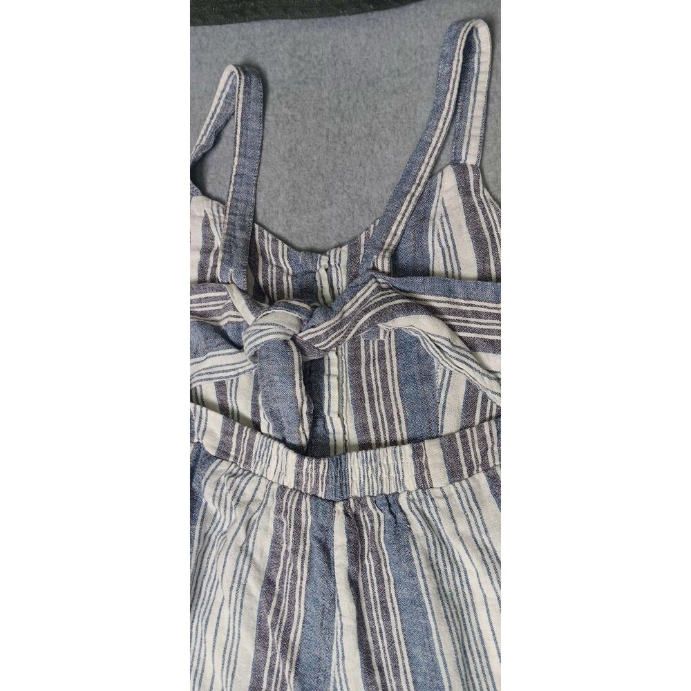Romeo Juliet Couture Blue Combo Linen Blend Jumpsuit Romper Sz M Striped Coastal - Picture 14 of 14